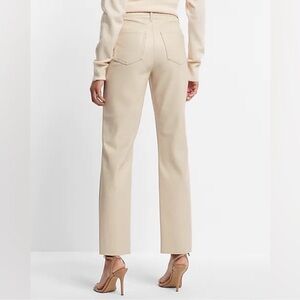 NWT Express Super High Waisted Faux Leather Pant Modern Straight Pant Cream 0